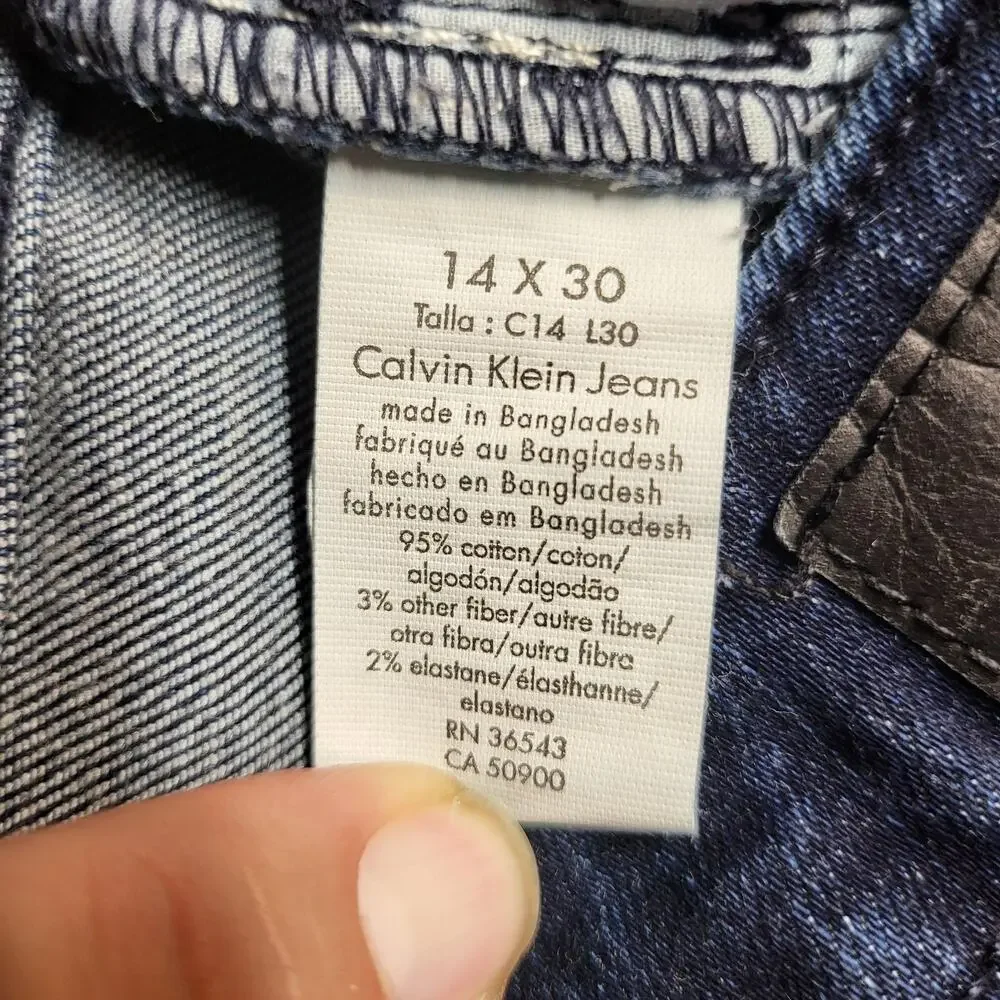 Calvin Klein Jeans Boys 14 Blue Skinny Extra-Slim 14x30 Ultimate Skinny